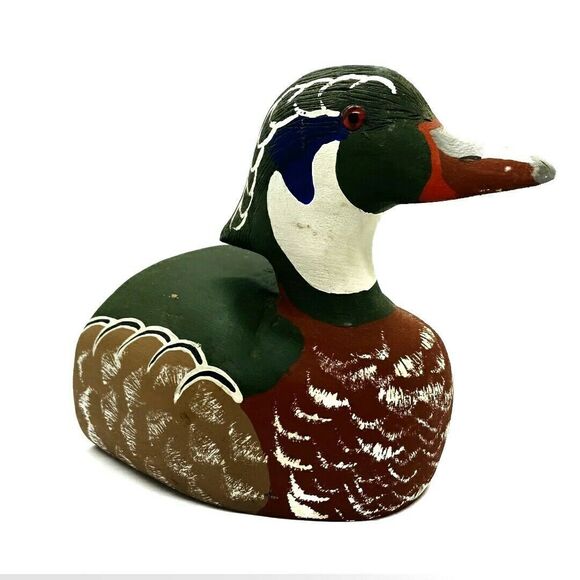 J.C Edwards Wooden Mallard And Drake Half Ducks Decoy/ Decoration Bookend - Picture 6 of 12